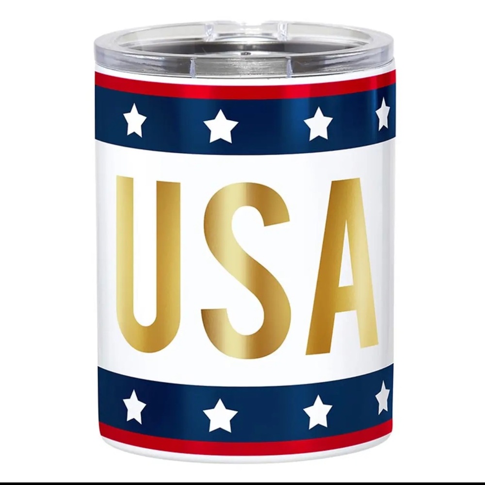 New. Stainless Steel tumbler w lid. USA